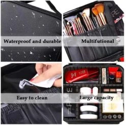 Merkloos Make-up Koffer - Cosmetica - Visagie Opbergtas - Beauty Organizer Met Verstelbare Vakken - 34x23x8CM - Zwart -Bekend Cosmetica Winkel 1200x1188 25