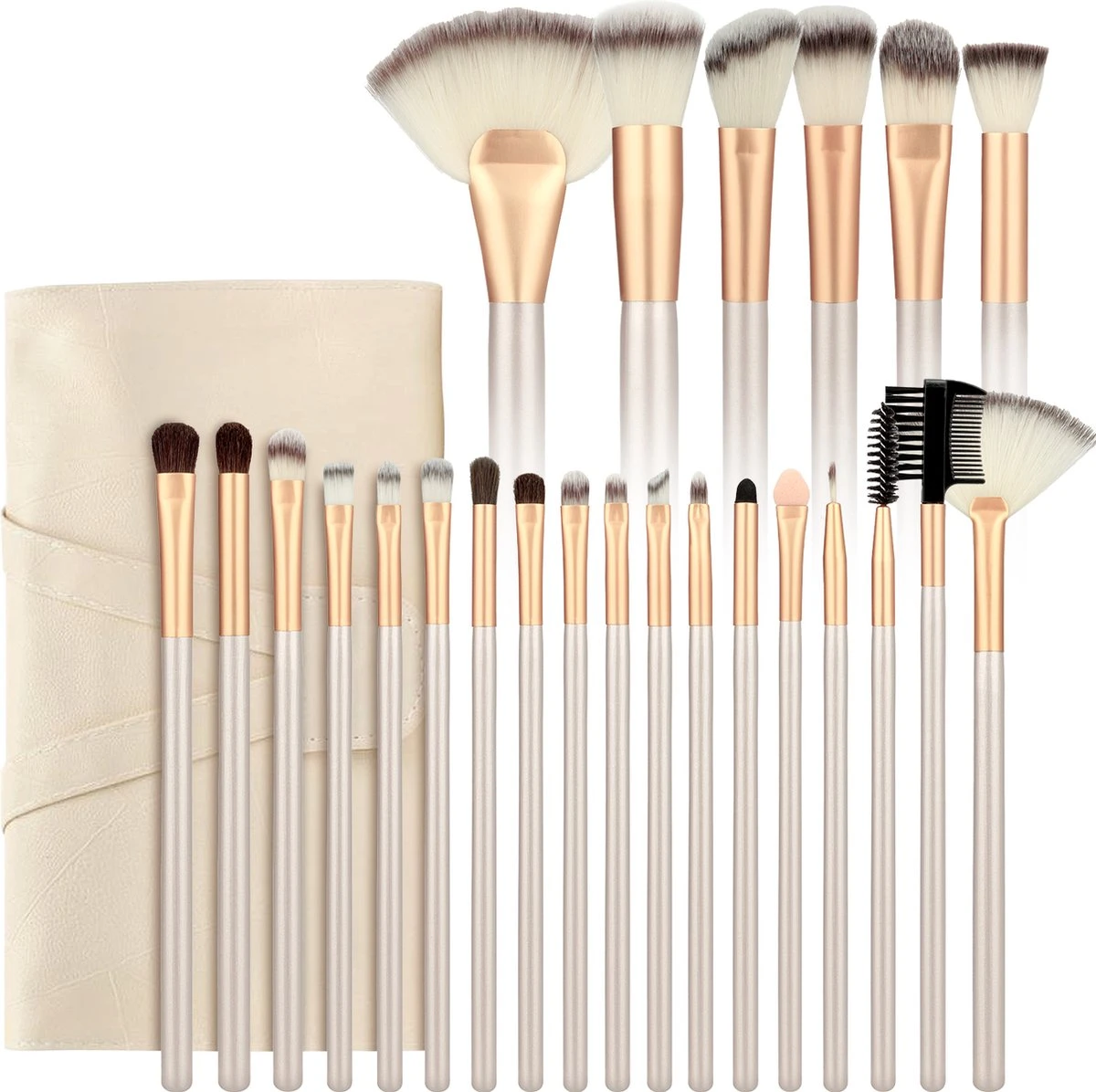 Professionele Make-up Kwastenset - 24 Delig - Beige-Goud 3 Professionele Make-up Kwastenset - 24 Delig - Beige-Goud