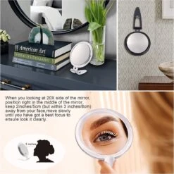 5 Inch, 20X Vergrootspiegel, Tweezijdige Spiegel, 20X/1X Vergroting, Opvouwbare Make-upspiegel Met Handheld/standaard, Gebruik Voor Make-up Toepassing, Pincet En Mee-eter/onzuiverheid Verwijdering -Bekend Cosmetica Winkel 1200x1198 70