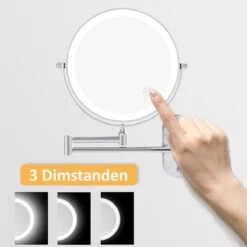 360° Draaibaar LED Scheerspiegel Met 5X Vergroting - 3 Lichtstanden - Dimstanden - Badkamerspiegel Met Natuurlijk Licht - Make-up Spiegel - Draadloos - Werkt Op Batterijen -Bekend Cosmetica Winkel 1200x1198 71