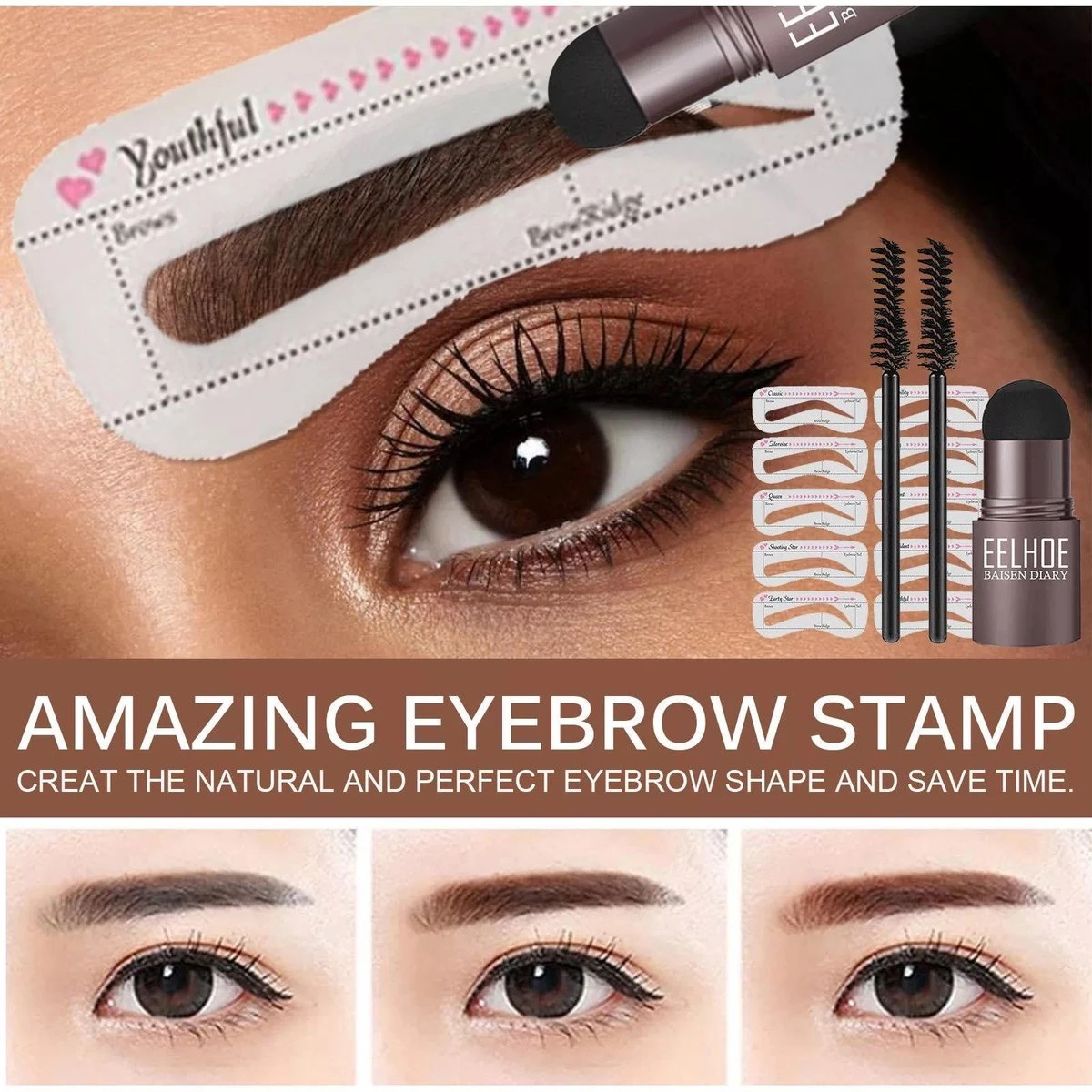 EverToys Wenkbrauw Stempel - Plus Poeder - Eye Brow Stamp - Kit - Trimmer - Potlood - Lash Lift - Stick - Potlood - Set - Bruin 10 EverToys Wenkbrauw Stempel - Plus Poeder - Eye Brow Stamp - Kit - Trimmer - Potlood - Lash Lift - Stick - Potlood - Set - Bruin - Afbeelding 8