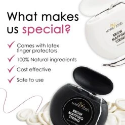 Marie-José & Co Brow Mapping String Set - Zwart & Witte Draad + 10 Vingerbeschermers - Perfect Wenkbrauwen Aftekenen Met Voorgekleurde Draad - Alternatief Voor Wenkbrauwsjablonen -Bekend Cosmetica Winkel 1200x1200 1708