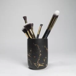 QUVIO Make-up Kwastenhouder / Tandenborstelhouder / Organizer / Beker - Zwart Met Goud -Bekend Cosmetica Winkel 1200x1200 1782
