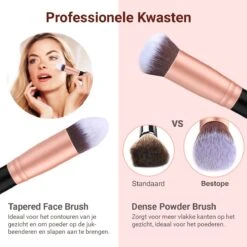 Bestope Make Up Kwasten Set Met Beauty Blenders 16 Delig - Brush Set - Kwasten Reiniger - Rosé Goud -Bekend Cosmetica Winkel 1200x1200 1809