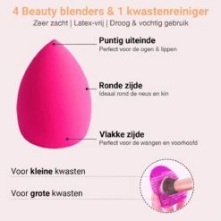 Bestope Make Up Kwasten Set Met Beauty Blenders 16 Delig - Brush Set - Kwasten Reiniger - Rosé Goud -Bekend Cosmetica Winkel 1200x1200 1810