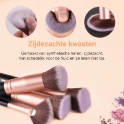 Bestope Make Up Kwasten Set Met Beauty Blenders 16 Delig - Brush Set - Kwasten Reiniger - Rosé Goud -Bekend Cosmetica Winkel 1200x1200 1812