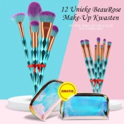 Make Up Kwasten Set - Blauwe Make Up Brush - Oogschaduw - Foundation Kwast - Poeder Kwast - Brush - Make Up - Cosmetica - Kwasten Set – Make Up Tasje - 12 Stuks - Valentijn Cadeautje Voor Haar -Bekend Cosmetica Winkel 1200x1200 1817
