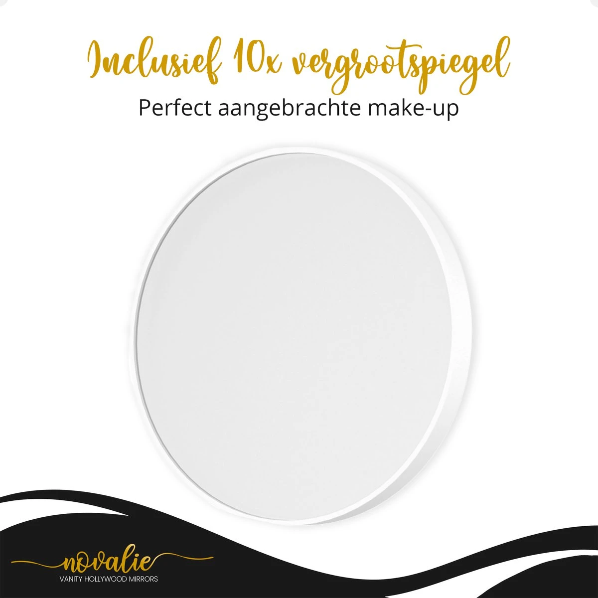 Novalie Hollywood Spiegel Met Verlichting - 65 Cm X 50 Cm - Make Up Spiegel Met Led Lampen – Visagie – Dimbaar / 3 Lichtstanden – Voor Hem / Haar Cadeau – 10x Vergroting – Met Tru-Daylight Verlichting – Wit 7 Novalie Hollywood Spiegel Met Verlichting - 65 Cm X 50 Cm - Make Up Spiegel Met Led Lampen – Visagie – Dimbaar / 3 Lichtstanden – Voor Hem / Haar Cadeau – 10x Vergroting – Met Tru-Daylight Verlichting – Wit - Afbeelding 5