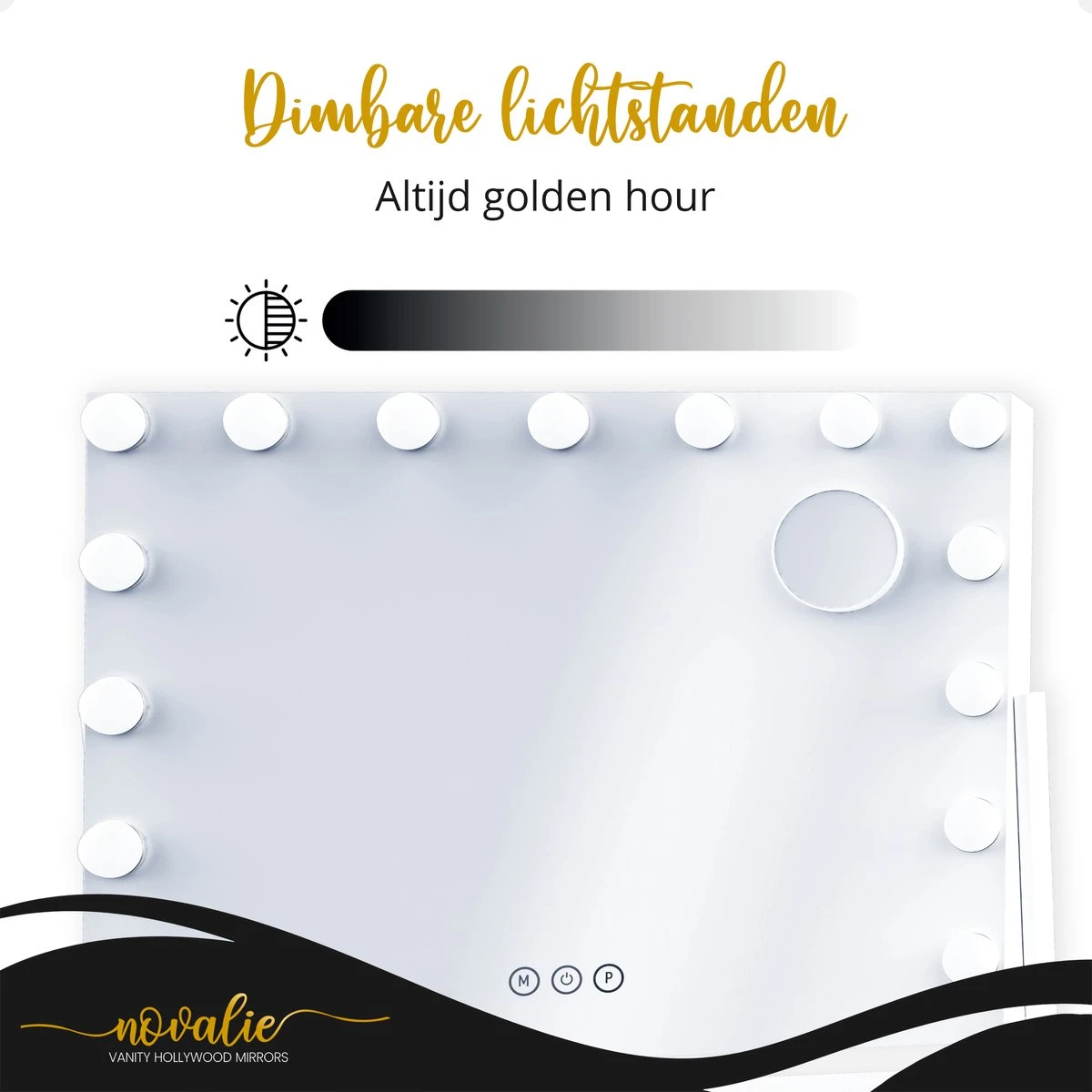 Novalie Hollywood Spiegel Met Verlichting - 65 Cm X 50 Cm - Make Up Spiegel Met Led Lampen – Visagie – Dimbaar / 3 Lichtstanden – Voor Hem / Haar Cadeau – 10x Vergroting – Met Tru-Daylight Verlichting – Wit 16 Novalie Hollywood Spiegel Met Verlichting - 65 Cm X 50 Cm - Make Up Spiegel Met Led Lampen – Visagie – Dimbaar / 3 Lichtstanden – Voor Hem / Haar Cadeau – 10x Vergroting – Met Tru-Daylight Verlichting – Wit - Afbeelding 14