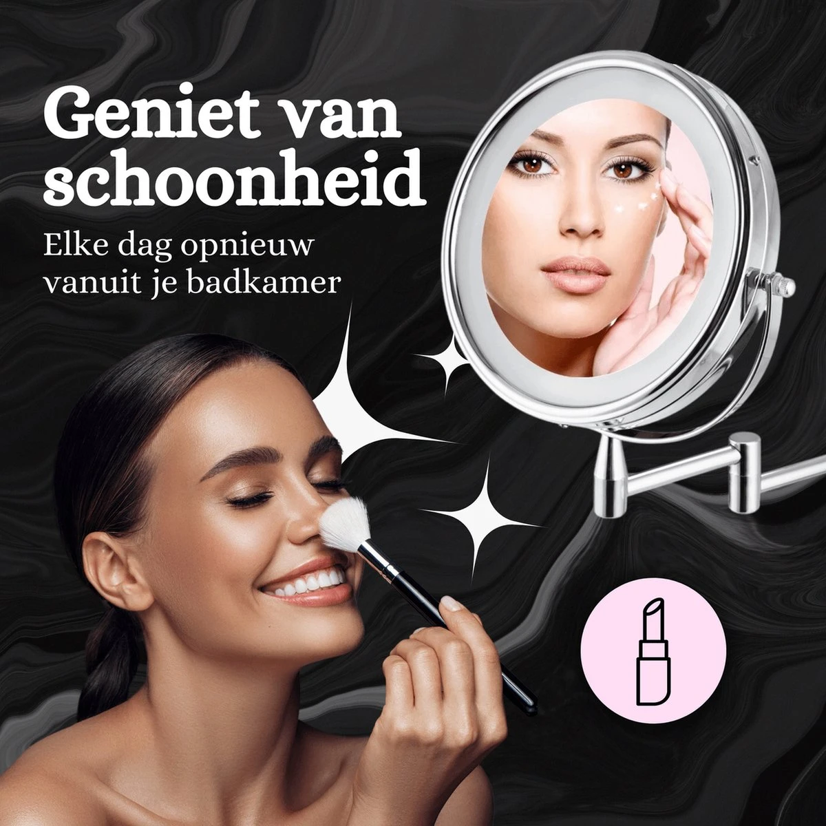 Best’Livin Led Spiegel - Badkamer - Hollywood - Visagie - Spiegellamp - Spiegelverlichting - Slimme Lampen - Oplaadbaar 4 Best’Livin Led Spiegel - Badkamer - Hollywood - Visagie - Spiegellamp - Spiegelverlichting - Slimme Lampen - Oplaadbaar - Afbeelding 2