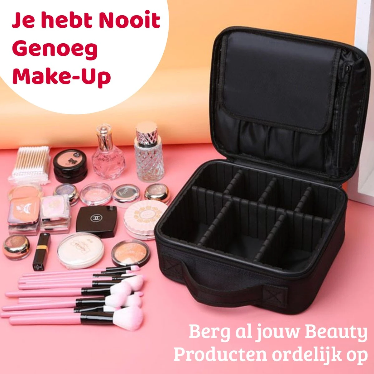 Mmoods Make-up Koffer – Make Up Tas Reizen – Makeup Organizer Verstelbaar -Beautycase Waterdicht – Make-up Tasje Voor Onderweg – Toilettas Voor Cosmetica Zwart 7 Mmoods Make-up Koffer – Make Up Tas Reizen – Makeup Organizer Verstelbaar -Beautycase Waterdicht – Make-up Tasje Voor Onderweg – Toilettas Voor Cosmetica Zwart - Afbeelding 5