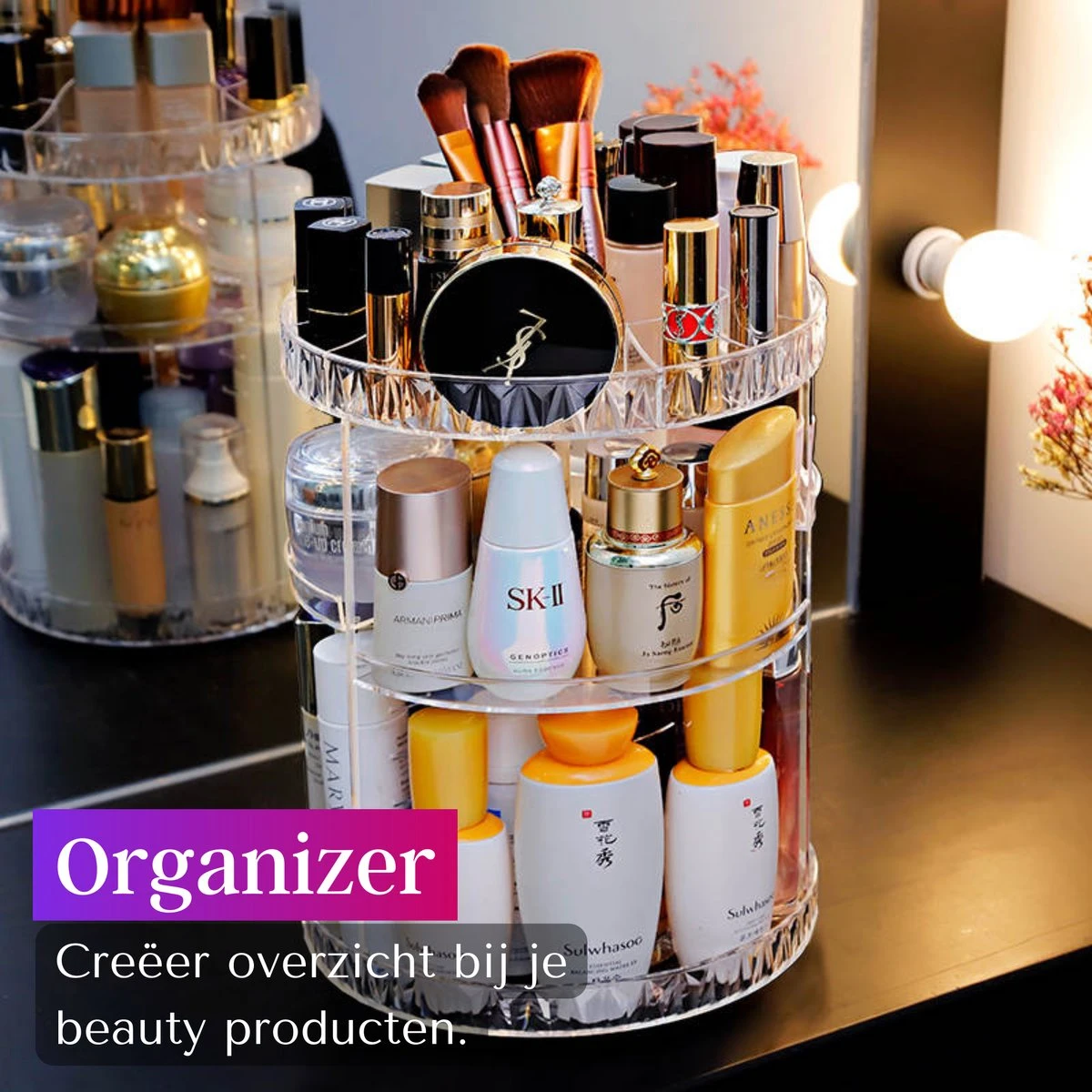 LuZana Make-Up Organizer - Beauty Organizer Voor Make Up - 360° Roterend - Opbergbox - Opbergdoos Cosmetica - Sieradendoos - Nagellak - Lippenstift - Transparant - Cadeautje Voor Vrouw 5 LuZana Make-Up Organizer - Beauty Organizer Voor Make Up - 360° Roterend - Opbergbox - Opbergdoos Cosmetica - Sieradendoos - Nagellak - Lippenstift - Transparant - Cadeautje Voor Vrouw - Afbeelding 3