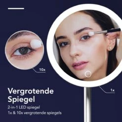 Make-up Spiegel Van Sanicraft® - USB Oplaadbaar - 360 Graden Draaibaar - Make Up Spiegel Met LED Verlichting - Afneembaar 10x Vergroting Spiegeltje - Diameter 17cm -Bekend Cosmetica Winkel 1200x1200 2061