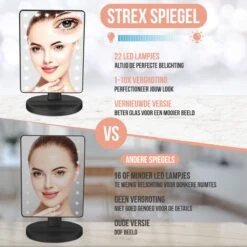 Strex Make Up Spiegel Met LED Verlichting - 3 Verlichtingsmodus - 1/10x Vergroting - 360° Verstelbaar -Bekend Cosmetica Winkel 1200x1200 2082