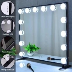 Hollywood Spiegel | Videri Vanity Zwart | Spiegel Met Verlichting | Make Up Spiegel | Visagie Spiegel | Cosmetische Spiegel | Dimbaar -Bekend Cosmetica Winkel 1200x1200 2162