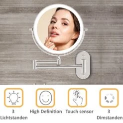 360° Draaibaar LED Scheerspiegel Met 5X Vergroting - 3 Lichtstanden - Dimstanden - Badkamerspiegel Met Natuurlijk Licht - Make-up Spiegel - Draadloos - Werkt Op Batterijen -Bekend Cosmetica Winkel 1200x1200 2165