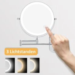 360° Draaibaar LED Scheerspiegel Met 5X Vergroting - 3 Lichtstanden - Dimstanden - Badkamerspiegel Met Natuurlijk Licht - Make-up Spiegel - Draadloos - Werkt Op Batterijen -Bekend Cosmetica Winkel 1200x1200 2166