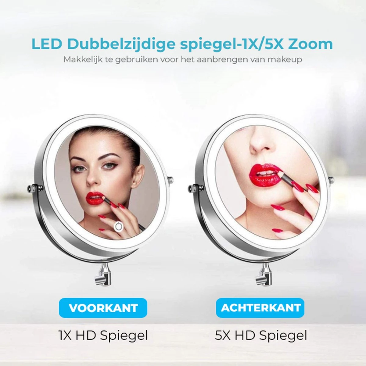 MH Products - Make Up Spiegel - Rond - Wanspiegel - Spiegellamp - 5x Vergroting - 17,5 Cm CM 5 MH Products - Make Up Spiegel - Rond - Wanspiegel - Spiegellamp - 5x Vergroting - 17,5 Cm CM - Afbeelding 3