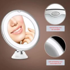 Vergroot Make Up En Scheer Spiegel Met LED Verlichting - 10x Vegroting En Natuurlijk Licht Voor Cosmetica/Scheren/Epileren - 360° Graden Verstelbare Zuignap En Wandbevestiging - Badkamer/Douche/Slaapkamer - Rond – Wit 12 Vergroot Make Up En Scheer Spiegel Met LED Verlichting - 10x Vegroting En Natuurlijk Licht Voor Cosmetica/Scheren/Epileren - 360° Graden Verstelbare Zuignap En Wandbevestiging - Badkamer/Douche/Slaapkamer - Rond – Wit -Bekend Cosmetica Winkel 1200x1200 2241