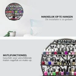Confibel Nagellak Houder - Nagellak Flesjes Organizer - Essentiële Oliën Organizer - Rek Voor Flesjes - Wanddecoratie - Zwart -Bekend Cosmetica Winkel 1200x1200 2308