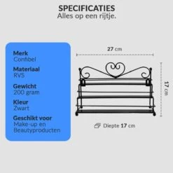 Confibel Nagellak Organizer - Nagellak Flesjes Houder - Essentiële Oliën Organizer - Rek Voor Flesjes - Wanddecoratie - Zwart -Bekend Cosmetica Winkel 1200x1200 2334