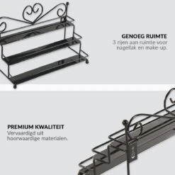 Confibel Nagellak Organizer - Nagellak Flesjes Houder - Essentiële Oliën Organizer - Rek Voor Flesjes - Wanddecoratie - Zwart -Bekend Cosmetica Winkel 1200x1200 2335