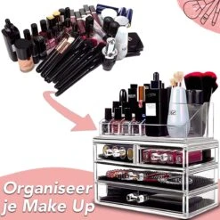 AWEMOZ Make-Up Organizer - Beauty Organizer Voor Make Up - Opbergbox - Opbergdoos Cosmetica - Sieradendoos - 20 Opbergvakken - Nagellak - Lippenstift - Transparant - Cadeau Voor Vrouw -Bekend Cosmetica Winkel 1200x1200 2344