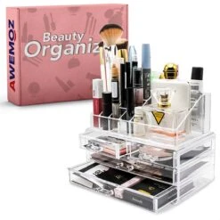 AWEMOZ Make-Up Organizer - Beauty Organizer Voor Make Up - Opbergbox - Opbergdoos Cosmetica - Sieradendoos - 20 Opbergvakken - Nagellak - Lippenstift - Transparant - Cadeau Voor Vrouw -Bekend Cosmetica Winkel 1200x1200 2347