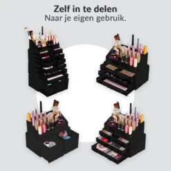 Confibel XXL Acryl Make-up Cosmetica Organizer - Verstelbare Lades - Sieraden/Make-up/Cosmetica Organizer - 11 Compartimenten - Zwart -Bekend Cosmetica Winkel 1200x1200 2387