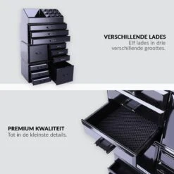 Confibel XXL Acryl Make-up Cosmetica Organizer - Verstelbare Lades - Sieraden/Make-up/Cosmetica Organizer - 11 Compartimenten - Zwart -Bekend Cosmetica Winkel 1200x1200 2391