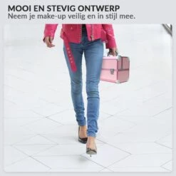 Confibel Cosmetica Koffer - Make Up Koffer Uitklapbaar - 5 Opbergbakken Make-up Koffer - Beautycase/Visagiekoffer /Cosmeticakoffer /Beautycase/ Nagelstylistekoffer - Roze -Bekend Cosmetica Winkel 1200x1200 2455