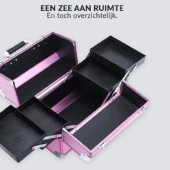 Confibel Cosmetica Koffer - Make Up Koffer Uitklapbaar - 5 Opbergbakken Make-up Koffer - Beautycase/Visagiekoffer /Cosmeticakoffer /Beautycase/ Nagelstylistekoffer - Roze -Bekend Cosmetica Winkel 1200x1200 2459