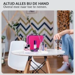 Cosmetica Koffer - Make-up Koffer Met Verstelbare Vakken - Visagie En Nagelstyliste Beauty Koffer - 26x23x9CM - Roze -Bekend Cosmetica Winkel 1200x1200 2477
