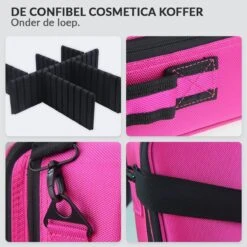 Cosmetica Koffer - Make-up Koffer Met Verstelbare Vakken - Visagie En Nagelstyliste Beauty Koffer - 26x23x9CM - Roze -Bekend Cosmetica Winkel 1200x1200 2478