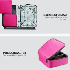 Cosmetica Koffer - Make-up Koffer Met Verstelbare Vakken - Visagie En Nagelstyliste Beauty Koffer - 26x23x9CM - Roze -Bekend Cosmetica Winkel 1200x1200 2479