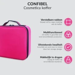 Cosmetica Koffer - Make-up Koffer Met Verstelbare Vakken - Visagie En Nagelstyliste Beauty Koffer - 26x23x9CM - Roze -Bekend Cosmetica Winkel 1200x1200 2481