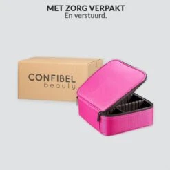 Cosmetica Koffer - Make-up Koffer Met Verstelbare Vakken - Visagie En Nagelstyliste Beauty Koffer - 26x23x9CM - Roze -Bekend Cosmetica Winkel 1200x1200 2483