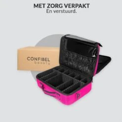 Cosmetica Koffer - Make-up Koffer Met Verstelbare Vakken - Visagie En Nagelstyliste Beauty Koffer - 40x30x14CM - Roze -Bekend Cosmetica Winkel 1200x1200 2515