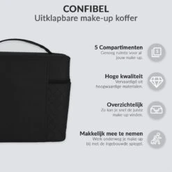 Confibel Make Up Koffer - Uitklapbaar - 5 Opbergbakken - Met Spiegel - Zwart -Bekend Cosmetica Winkel 1200x1200 2539