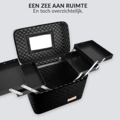 Confibel Make Up Koffer - Uitklapbaar - 5 Opbergbakken - Met Spiegel - Zwart -Bekend Cosmetica Winkel 1200x1200 2543