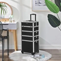 XXL PRO Visagie Beauty Case Koffer Trolley - Nagelkoffer Op Wielen Voor Makeup Of Cosmetica - Grote Uitklapbare Opbergsysteem Nagel Styliste Kapster - Zwart -Bekend Cosmetica Winkel 1200x1200 2549