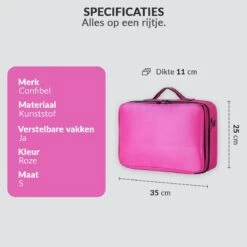 Cosmetica Koffer - Make-up Koffer Met Verstelbare Vakken - Visagie En Nagelstyliste Beauty Koffer - 35x25x11CM - Roze -Bekend Cosmetica Winkel 1200x1200 2554