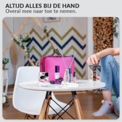 Cosmetica Koffer - Make-up Koffer Met Verstelbare Vakken - Visagie En Nagelstyliste Beauty Koffer - 37x27x13CM - Roze -Bekend Cosmetica Winkel 1200x1200 2570