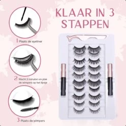Magnetische Wimpers Met Eyeliner Set - Magnetic Lashes - Magneet - 10 Sets Nepwimpers Met 2 Eyeliners En 1 Applicator - Zwart -Bekend Cosmetica Winkel 1200x1200 687