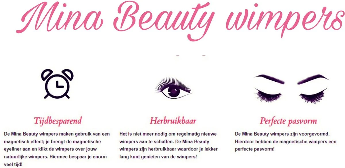 Mina Beauty Magnetische Wimpers – Magnetic Lashes - Wimperset (10 Stuks) Met 2 Magnetische Eyeliners En Een Applicator 11 Mina Beauty Magnetische Wimpers – Magnetic Lashes - Wimperset (10 Stuks) Met 2 Magnetische Eyeliners En Een Applicator - Afbeelding 9