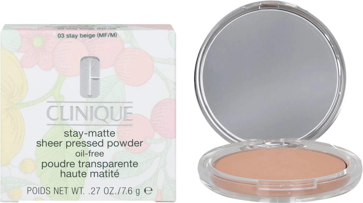 Clinique Stay-Matte Sheer Pressed Powder - 03 Stay Beige - 7,6 G 8 Clinique Stay-Matte Sheer Pressed Powder - 03 Stay Beige - 7,6 G - Afbeelding 6