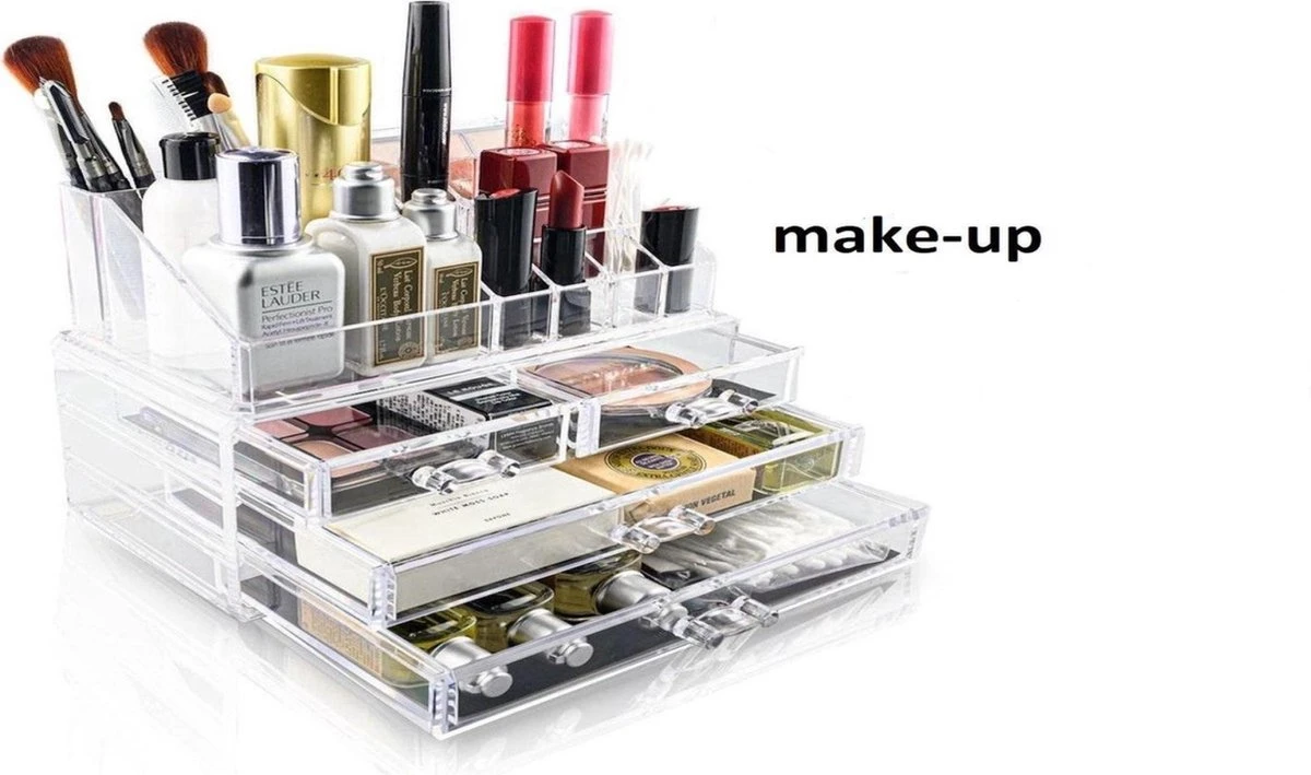 Merkloos Make-up Organizer - Tweedelig - Cosmetica Opbergdoos 4 Merkloos Make-up Organizer - Tweedelig - Cosmetica Opbergdoos - Afbeelding 2