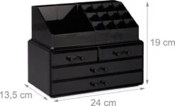 A&K 2in1 Make-up Organizer - 4 Lades Cosmetica Opbergdoos - Kaptafel - Zwart -Bekend Cosmetica Winkel 1200x731 1