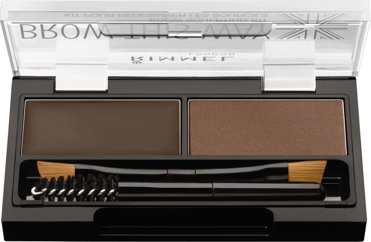 Rimmel London Brow This Way Brow Sculpting Kit - 003 Dark Brown 4 Rimmel London Brow This Way Brow Sculpting Kit - 003 Dark Brown - Afbeelding 2