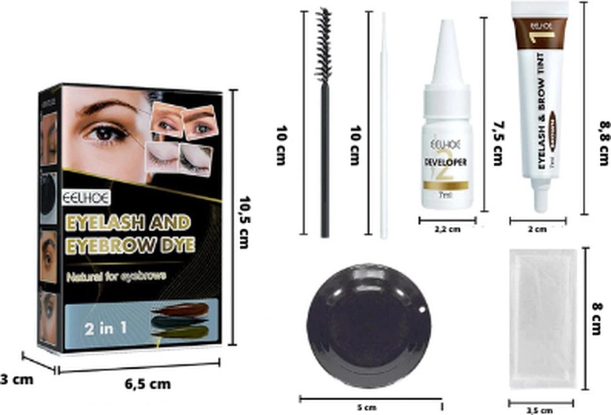 2 In 1 - Henna Wenkbrauwverf En Wimperverf - Bruin - Henna Brows - DIY Henna Brows Kit - Starterspakket 4 2 In 1 - Henna Wenkbrauwverf En Wimperverf - Bruin - Henna Brows - DIY Henna Brows Kit - Starterspakket - Afbeelding 2